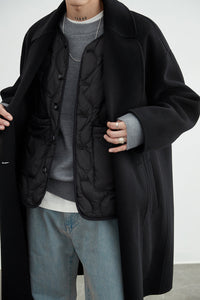 Herren Oversized Wollmantel mit Doppelreiher und Reverskragen Nord Taschen in Schwarz (100% Wolle)