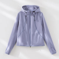 Damen Kapuzen-Softshelljacke mit Zwei-Wege-Reißverschluss und ergonomischer Schnitt Nord Taschen in Fernhimmelblauer Mantel
