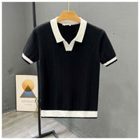 Daniel | Kontrastkragen Kurzarm Poloshirt in Schwarz