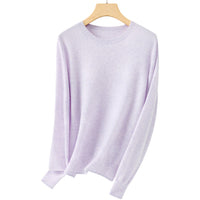 Damen Feiner Rundhals-Feinstrickpullover mit leichter Oversize-Passform Nord Taschen in Taro-Violett