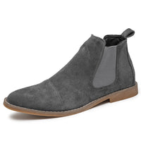 Damen Elegante Veloursleder Chelsea Boots mit elastischen Einsätzen in Grau