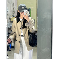 Damen Oversized Trenchcoat mit Kontrastkragen und karierten Umschlagmanschetten Nord Taschen in Khaki