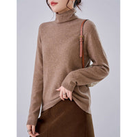 Damen Leichter Kaschmir-Mix Rollkragenpullover mit feinem Soft-Finish und schmaler Silhouette Nord Taschen in Warmes Camel