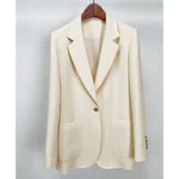 Damen Taillierter Longline-Blazer mit aufgesetzten Taschen, Ein-Knopf-Verschluss und leicht gerafften Ärmeln Nord Taschen in Sandbeige