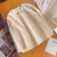 Damen Stilvolle Wolljacke mit langen Ärmeln Nord Taschen in Weiß