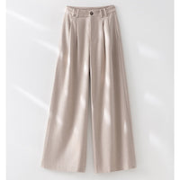Damen Weite Bundfalten-Hochbundhose aus Wollmischung Nord Taschen in Cremeweiß