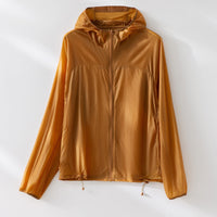 Damen Ultraleichte Packbare Schutzjacke mit Kapuze und verstellbarem Saum Nord Taschen in Knallorange