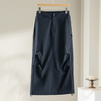 Damen Technischer Cargo-Midirock mit Tunnelzug-Saum und Reißverschlusstaschen Nord Taschen in Navyblau