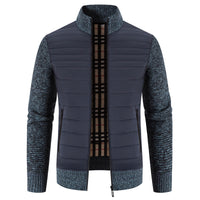 Herren gesteppte Hybridjacke mit Strickärmeln und modernem Stehkragen Avellé in Blaugrau