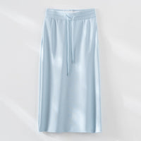 Damen Jersey-Midirock mit elastischem Tunnelzugbund und geradem Fall Nord Taschen in Eisblau