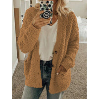 Teddy Damen Fleecejacke Mit Kapuze | Flauschiger Wintermantel in Braun