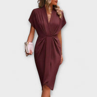 Serena - Midi-Wickelkleid in Rotbraun