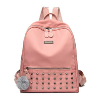 Damen modischer Rucksack mit Nieten und Pom-Pom Nord Taschen in Rosa