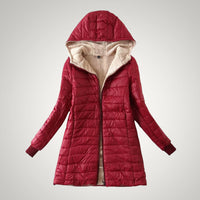 Ute | Damen Winter Fleece Gefütterte Daunenjacke in Rot