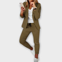 Sophia – Elegantes und bequemes Blazer-Set in Armeegrün