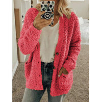 Teddy Damen Fleecejacke Mit Kapuze | Flauschiger Wintermantel in Rosa
