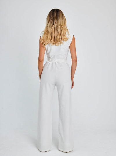 Artemisia® | Ärmelloser Damen-Jumpsuit mit Gürtel und Hose mit weitem Bein