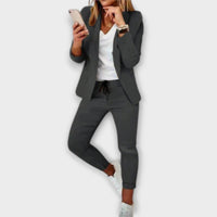 Sophia – Elegantes und bequemes Blazer-Set in Grau