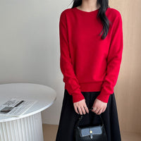 Damen Feiner Rundhals-Pullover aus Kaschmir-Mix mit gerippten Bündchen Nord Taschen in Goldsandrot