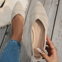 Damen elegante Ballerinas mit atmungsaktivem Strickdesign in Beige