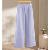 Damen weite French‑Terry Lounge-Sweatpant mit hohem Bund, Kordelzug und seitlichen Schlitzen Nord Taschen in Sternenvioletthose