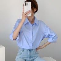 Damen Stilvolle Oversized Bluse Nord Taschen in Hellblau