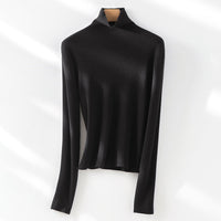 Damen Slim-Fit Feinstrick-Rollkragenpullover mit Stretch Nord Taschen in Obsidienschwarz