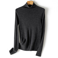 Damen Feiner Rollkragen-Feinstrickpullover mit schmaler Silhouette und elastischem Saum Nord Taschen in Dunkelmeliertgrau