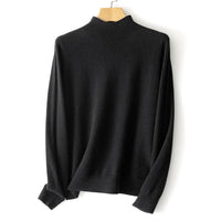 Damen Feiner Stehkragen-Pullover aus Kaschmir-Mix mit gerippten Abschlüssen Nord Taschen in Schwarz