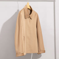 Damen Teddyjacke mit Hemdkragen und verdeckter Knopfleiste Nord Taschen in Kamel