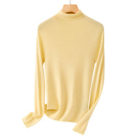 Damen Leichter Feinstrick-Rollkragenpullover mit fließender Passform Nord Taschen in Hellgelb