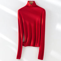 Damen Slim-Fit Feinstrick-Rollkragenpullover mit Stretch Nord Taschen in Achatrot