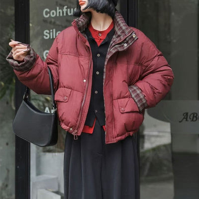 Venus | Kurze Daunenjacke Mit Karofutter