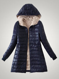 Ute | Damen Winter Fleece Gefütterte Daunenjacke in Marineblau