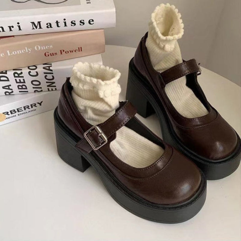 Damen Dirndl Schuhe | Plattform mit Riegelriemen