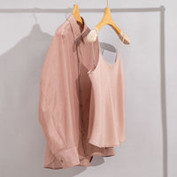 Damen Zweiteiliges fließendes Hemd- und Camisole-Set aus Viskose-Blend Nord Taschen in Lotusrosa Bluse + Top