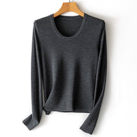 Damen Feinstrick-Langarmshirt mit Rundhalsausschnitt und leichter A-Linie Nord Taschen in Meliertes Grau
