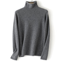 Damen Feinstrick Rollkragenpullover aus Kaschmirmischung leicht oversized Nord Taschen in Koreanisches Grau