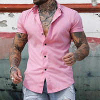 Manfred | Herren Elegantes Slim Fit Kurzarm Hemd in Rosa
