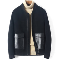 Herren Reißverschluss-Wollmix-Jacke mit Lederkragen und schlanker Silhouette Nord Taschen in Modell 2