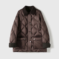 Damen Steppjacke mit karierten Akzenten Nord Taschen in Teebraun
