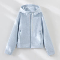 Damen weite French‑Terry Lounge-Sweatpant mit hohem Bund, Kordelzug und seitlichen Schlitzen Nord Taschen in Blau‑Mint Oberteil