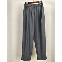 Damen Weite High-Waist Stoffhose mit Gummibund und geradem Bein Nord Taschen in Grau