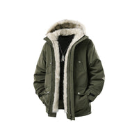 Herren Gefütterte Winterparka mit Kunstfellkapuze und Thermofutter, wind- und wasserabweisend Nord Taschen in Olivgrün