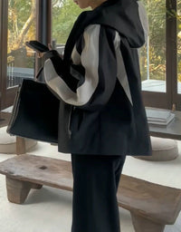Damen Urbanes Übergangsjacke mit hohem Kragen Nord Taschen in Schwarz