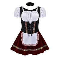 Damen Elegante Mini Oktoberfest Dirndl Kleid in Rot