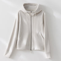 Damen Kapuzen-Performance-Zipjacke mit Reißverschluss und seitlichen Eingriffstaschen Nord Taschen in Ecru-Apricot Oberteil