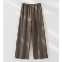 Damen Weite Feinstrick-Loungehose mit elastischem Bund Nord Taschen in Kaffeebraune Weite Hose