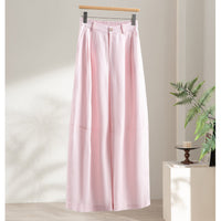Damen Leichte High-Waist Palazzo-Hose mit vorderer Bundfalte, teilelastischem Bund und seitlichen Eingrifftaschen Nord Taschen in Rosa