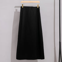 Damen Langer eleganter Satin-Biaisrock mit hohem Bund und fließender Silhouette Nord Taschen in Schwarz